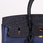 Hermès Birkin 25 Bleu Navy Taurillon Novillo with Alligator Touch GHW