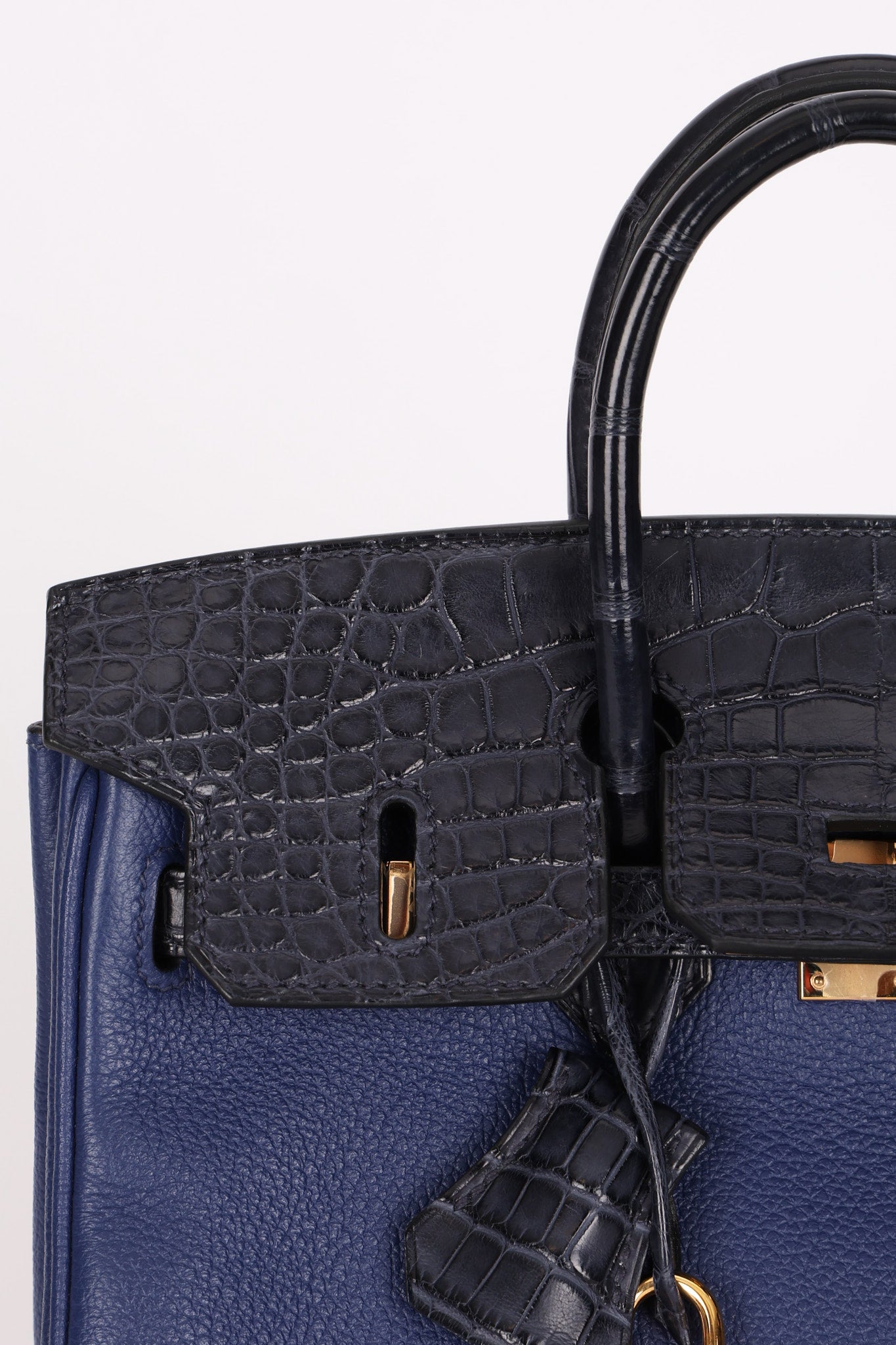 Hermès Birkin 25 Bleu Navy Taurillon Novillo with Alligator Touch GHW