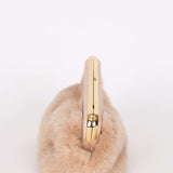 Fendi Small First Fur Clutch Mauve Blush with Fendi O'Lock Chain