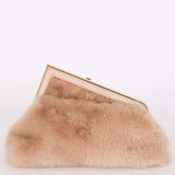 Fendi Small First Fur Clutch Mauve Blush with Fendi O'Lock Chain