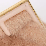 Fendi Small First Fur Clutch Mauve Blush with Fendi O'Lock Chain
