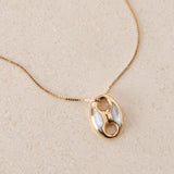 14K Yellow Gold FashioNica Mother of Pearl Mariner Chain Pendant Box Chain Necklace - Drop 23 - Drop 24