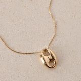 14K Yellow Gold FashioNica Mother of Pearl Mariner Chain Pendant Box Chain Necklace - Drop 23 - Drop 24
