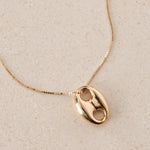 18K Yellow Gold Malachite Mariner Chain Pendant Box Chain Necklace