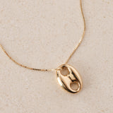 18K Yellow Gold Malachite Mariner Chain Pendant Box Chain Necklace