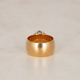 Vintage 14K Yellow Gold and Diamond Flower Cigar Band, Size US 6.75