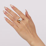 18K Yellow Gold and Diamond Flower Dome Ring, Size US 6.75