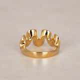 Modern 14K Yellow Gold and Diamond Wavy Reef Ring, Size US 7