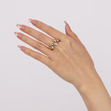 14K Yellow Gold and Diamond Wavy Reef Ring, Size US 7