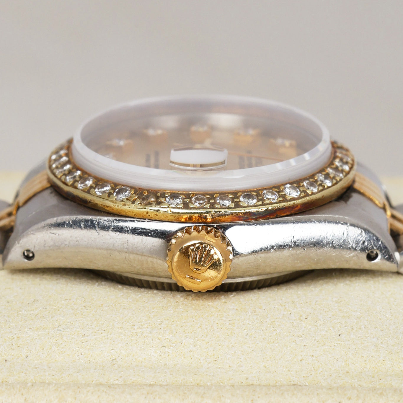 Rolex 69173 Lady Datejust Oyster Perpetual Champagne Diamond Bezel Watch 26mm