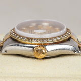 Rolex 69173 Lady Datejust Oyster Perpetual Champagne Diamond Bezel Watch 26mm