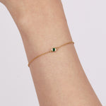 14K Yellow Gold Fine Malachite Charm Bracelet