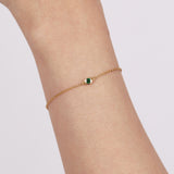 14K Yellow Gold Fine Malachite Charm Bracelet