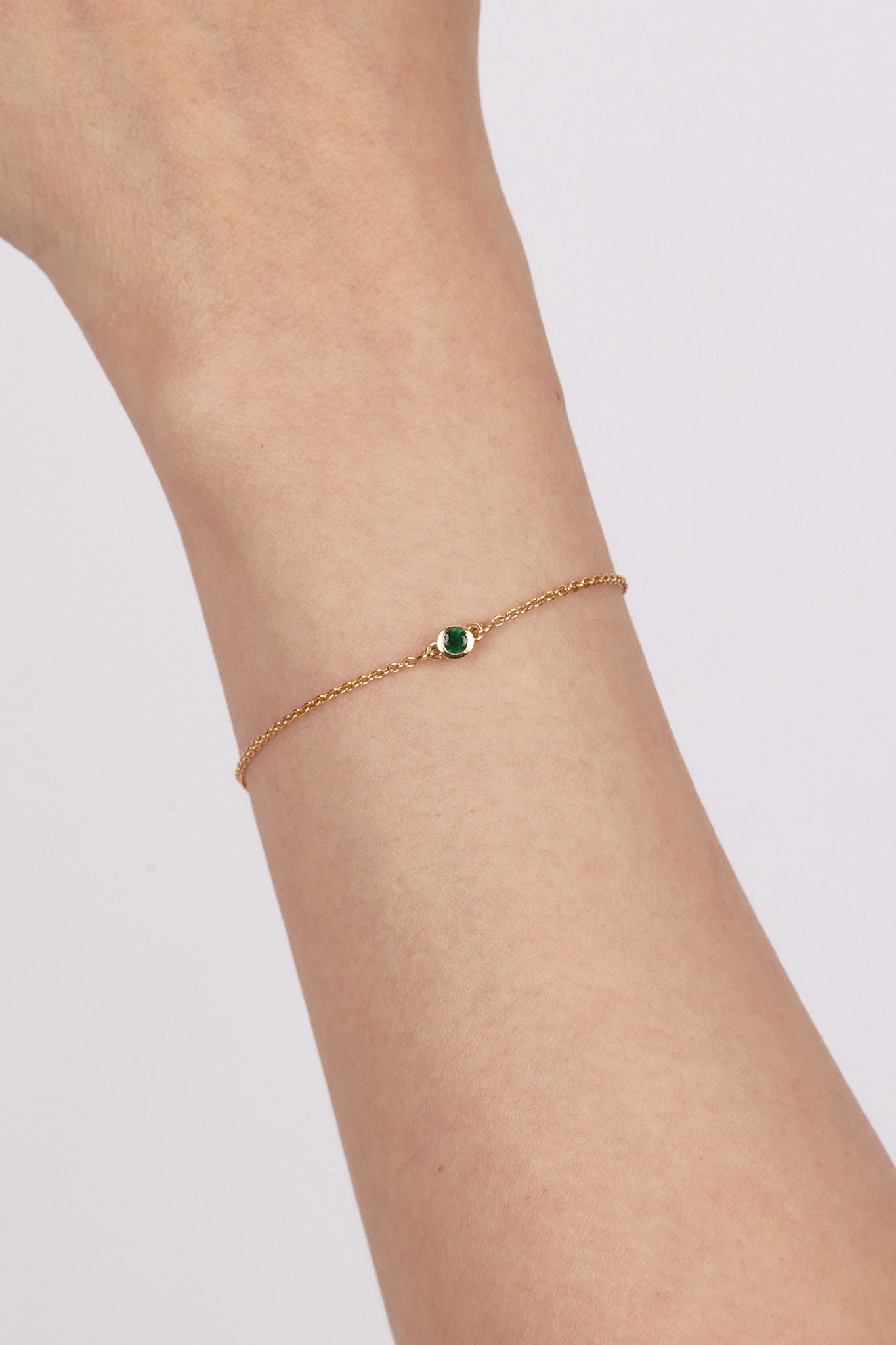 14K Yellow Gold Fine Malachite Charm Bracelet