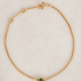 Modern 14K Yellow Gold Fine Emerald Charm Bracelet