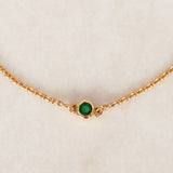 Modern 14K Yellow Gold Fine Emerald Charm Bracelet