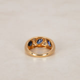 Modern 14K Yellow Gold Sapphire and Diamond Scattered Dome Ring, Size US 6