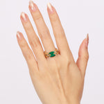 14K Yellow Gold Malachite Mariner Ring, Size US 7