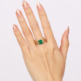 14K Yellow Gold Malachite Mariner Ring, Size US 7