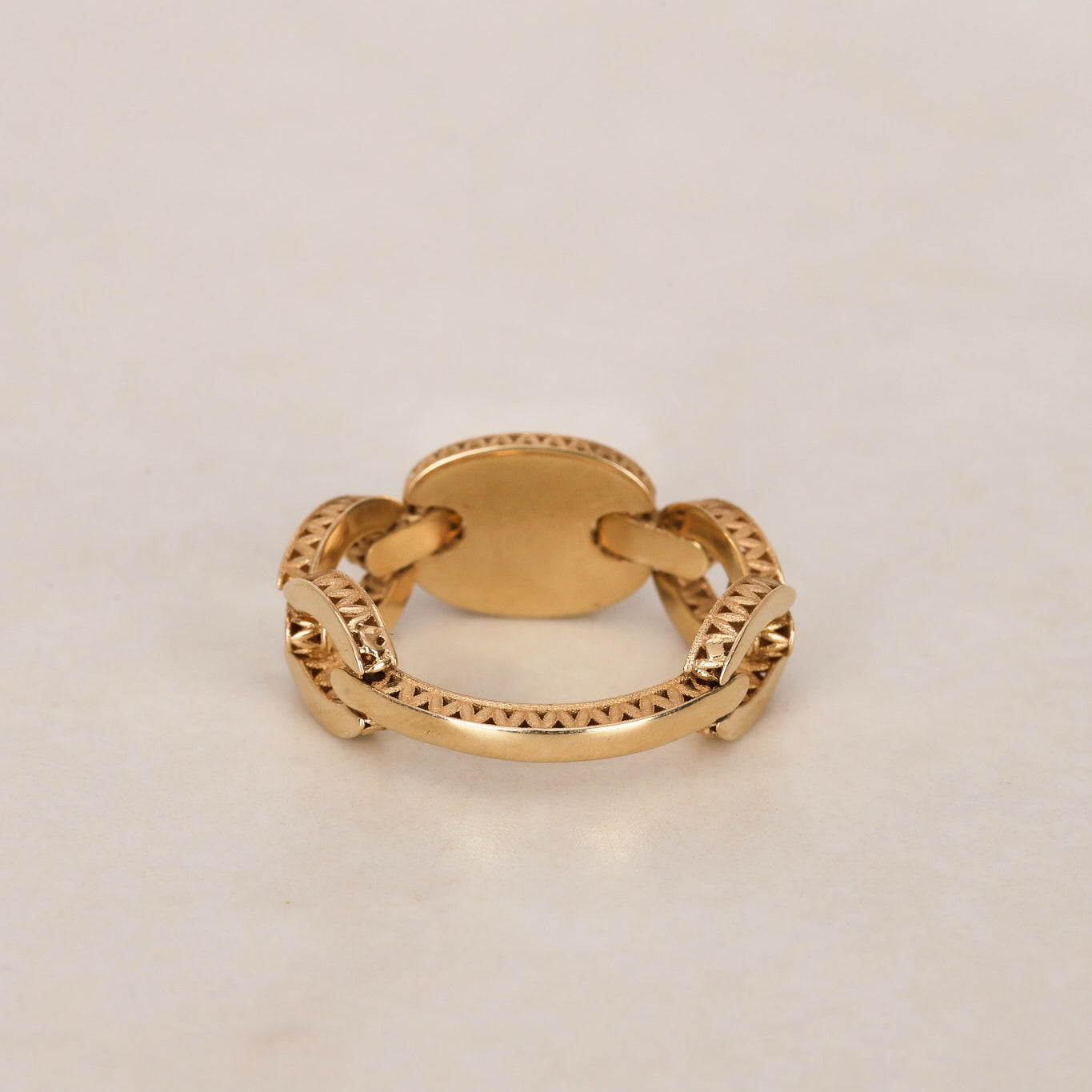 14K Yellow Gold Malachite Mariner Ring, Size US 7