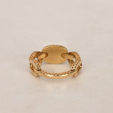 14K Yellow Gold Malachite Mariner Ring, Size US 7