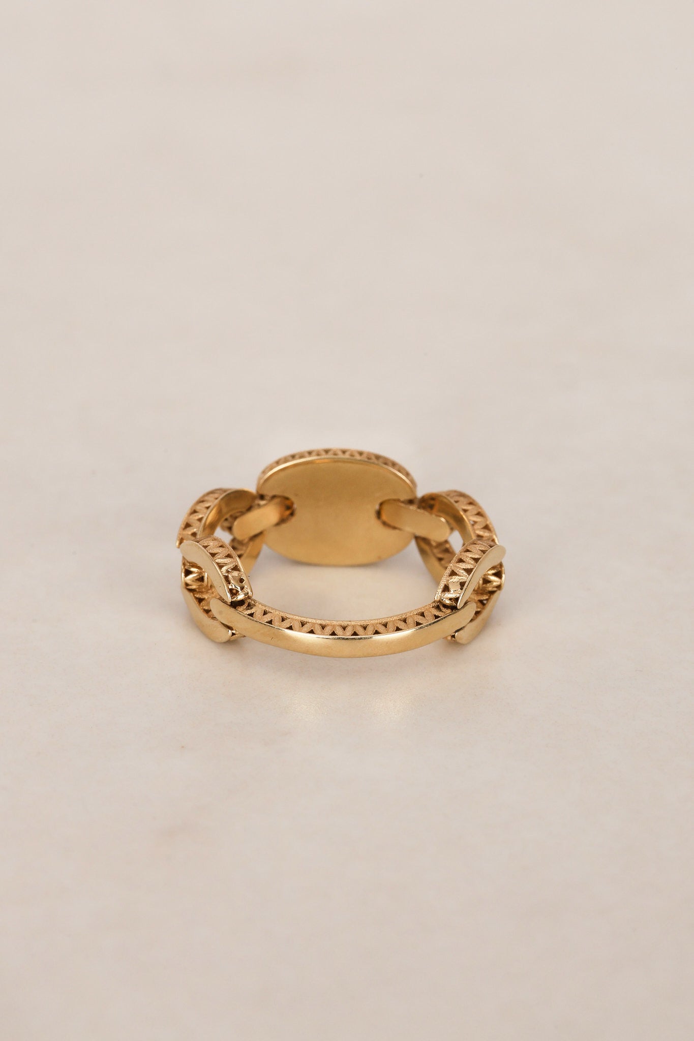 14K Yellow Gold Malachite Mariner Ring, Size US 7