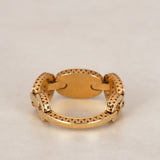 Modern 14K Yellow Gold Malachite & Diamond Mariner Ring, Size US 7