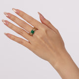 14K Yellow Gold Malachite Mariner Ring, Size US 7