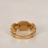 Modern 14K Yellow Gold Mother of Pearl & Diamond Mariner Ring, Size US 7