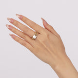 14K Yellow Gold Mother of Pearl Mariner Ring, Size US 7