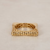 Modern 14K Yellow Gold Ridged Cutout Ring, Size US 7