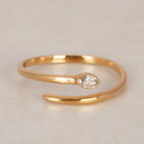 Modern 14K Yellow Gold Diamond Slim Wrap Ring, Size US 6.25