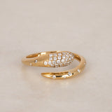 Modern 14K Yellow Gold Diamond Wrap Dome Ring, Size US 6.5