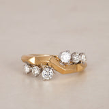 Modern 14K Yellow Gold Diamond Abstract Ring, Size US 6.75