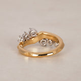 Modern 14K Yellow Gold Diamond Abstract Ring, Size US 6.75