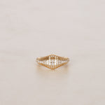 14K Yellow Gold Diamond Cutout Dome Ring, Size US 7