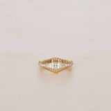 14K Yellow Gold Diamond Cutout Dome Ring, Size US 7