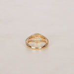 14K Yellow Gold Diamond Cutout Dome Ring, Size US 7