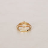 14K Yellow Gold Diamond Cutout Dome Ring, Size US 7