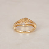 Modern 14K Yellow Gold Diamond Cutout Dome Ring, Size US 8