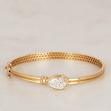 Modern 14K Yellow Gold and Lab Grown Pear Diamond Bangle Bracelet