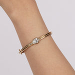 14K Yellow Gold and Lab Grown Diamond Bangle Bracelet