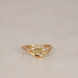 Modern 14K Yellow Gold Lab Grown Yellow Diamond Curve Ring, Size US 4.25