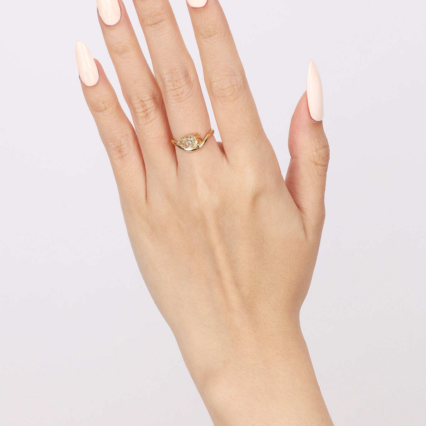 14K Yellow Gold Lab Grown Diamond Curve Ring, Size US 4.25