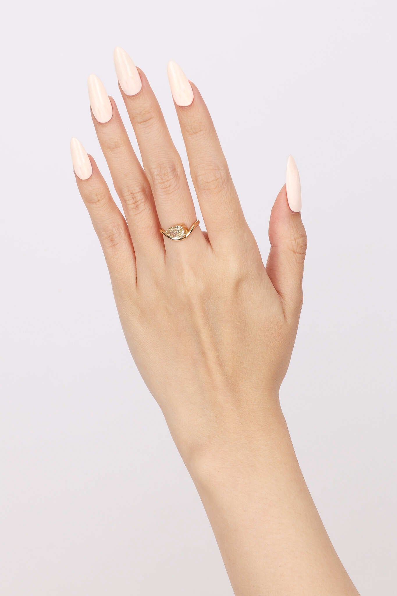 14K Yellow Gold Lab Grown Diamond Curve Ring, Size US 4.25
