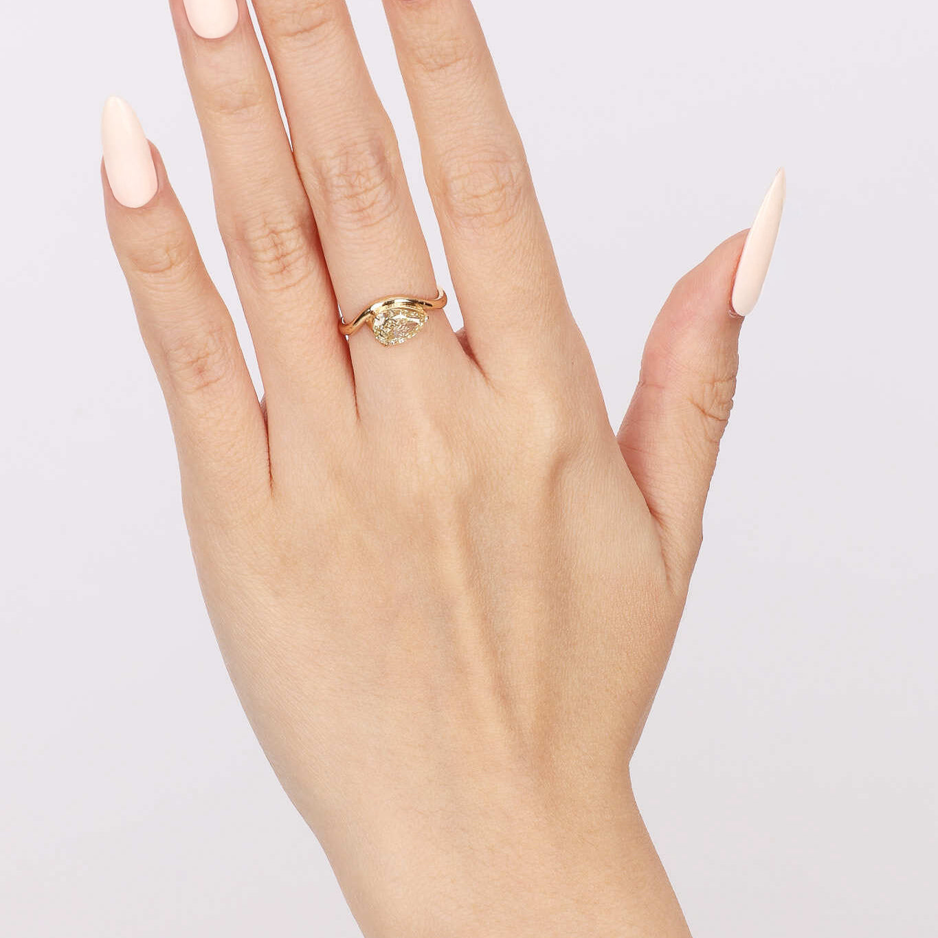 14K Yellow Gold Lab Grown Diamond Curve Ring, Size US 4.25