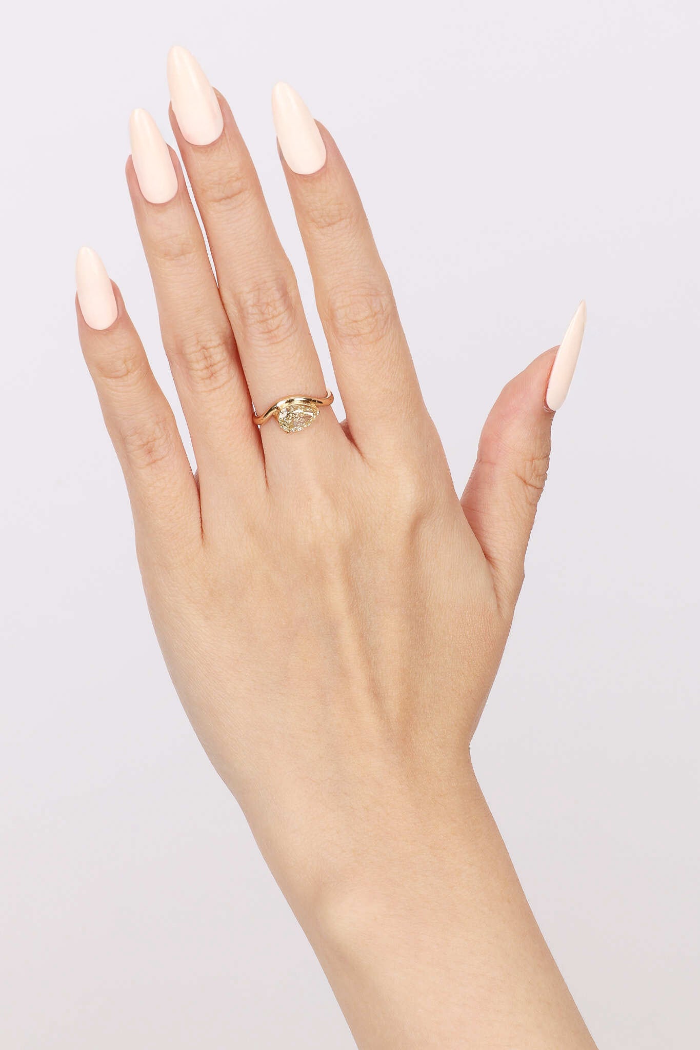 14K Yellow Gold Lab Grown Diamond Curve Ring, Size US 4.25