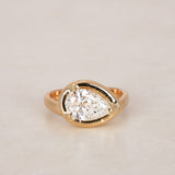 Modern 14K Yellow Gold Lab Grown Diamond Ridge Pinky Ring, Size US 4.25