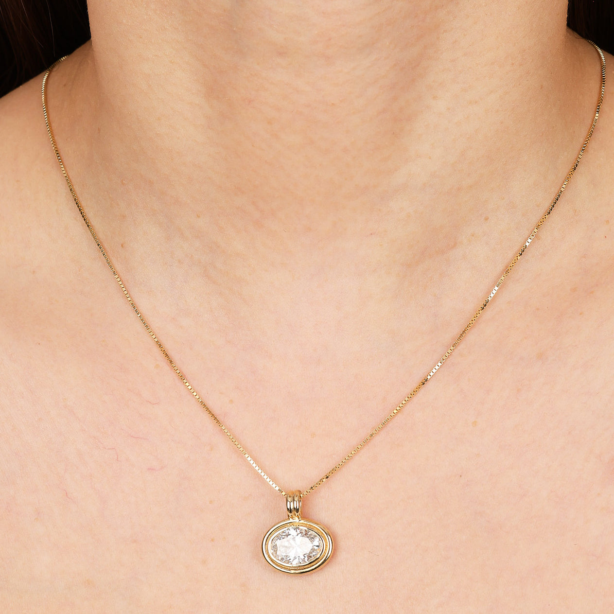 14K Yellow Gold Oval Lab Grown Diamond Pendant Charm