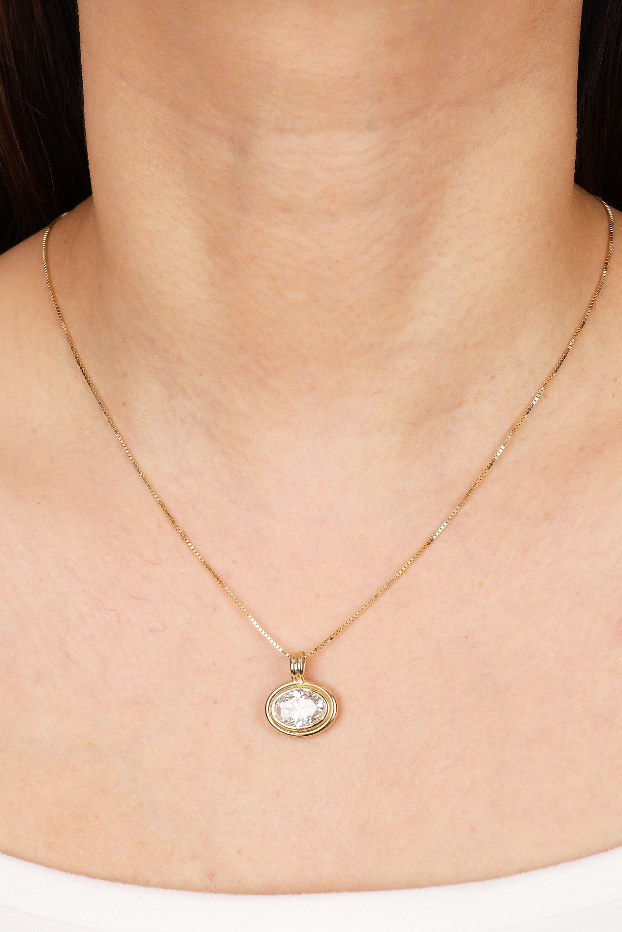 14K Yellow Gold Oval Lab Grown Diamond Pendant Charm